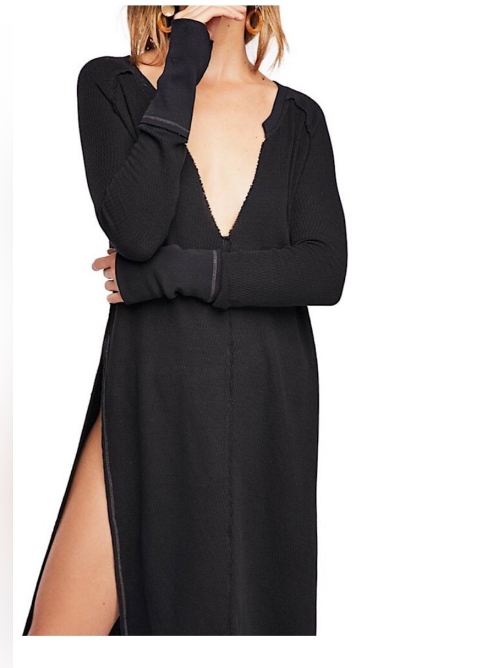 EUC WOMENS WE THE FREE M DEEP V AND DEEP SLIT DRESS